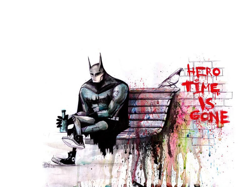 Batman on a bench