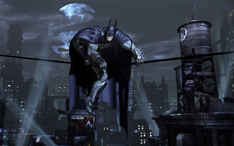 Batman on a Cable — Black, Dark, Dramatic