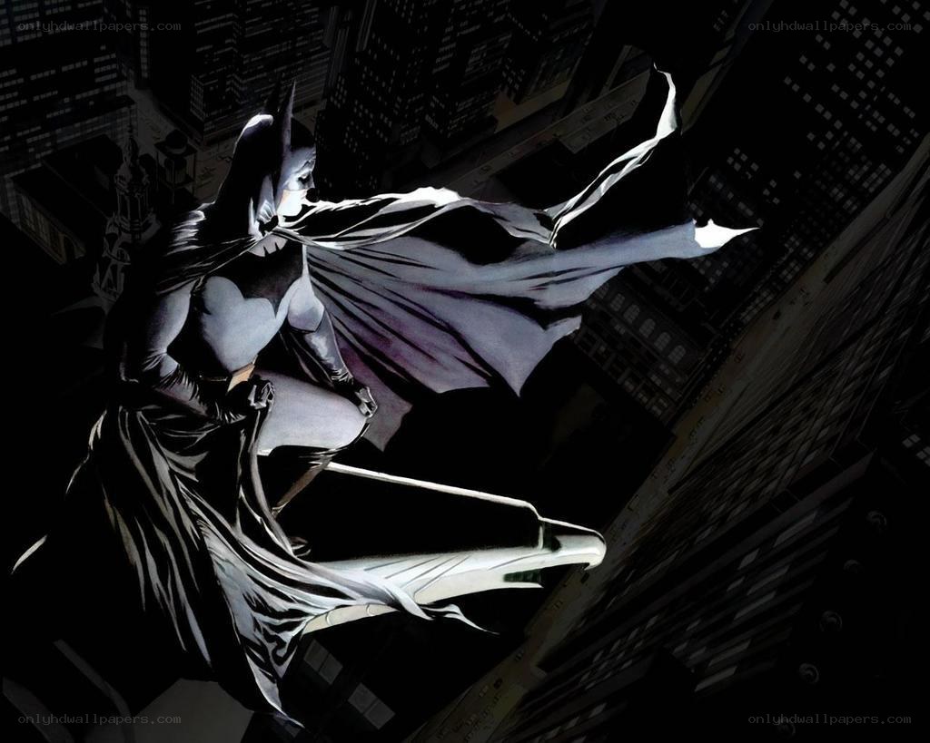 Batman on a city rooftop