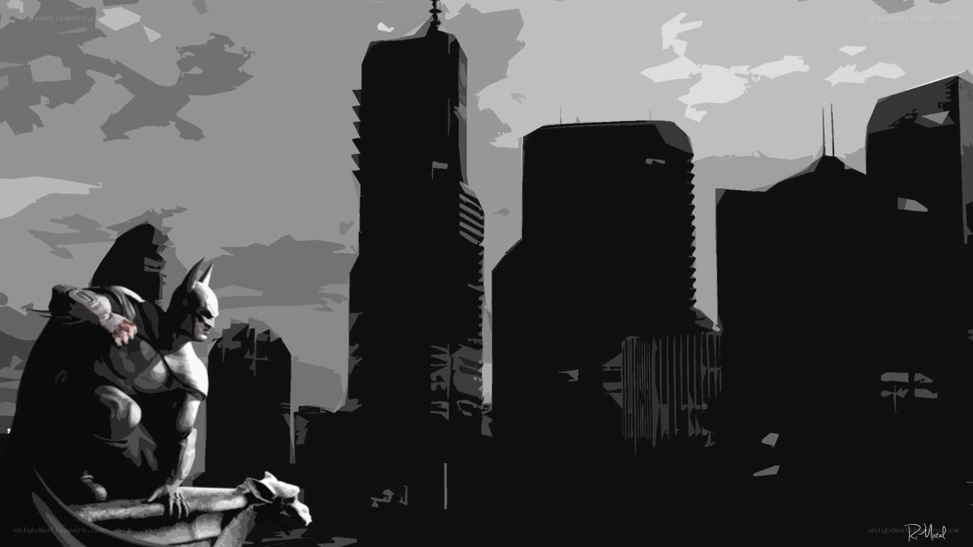 Batman on a city rooftop