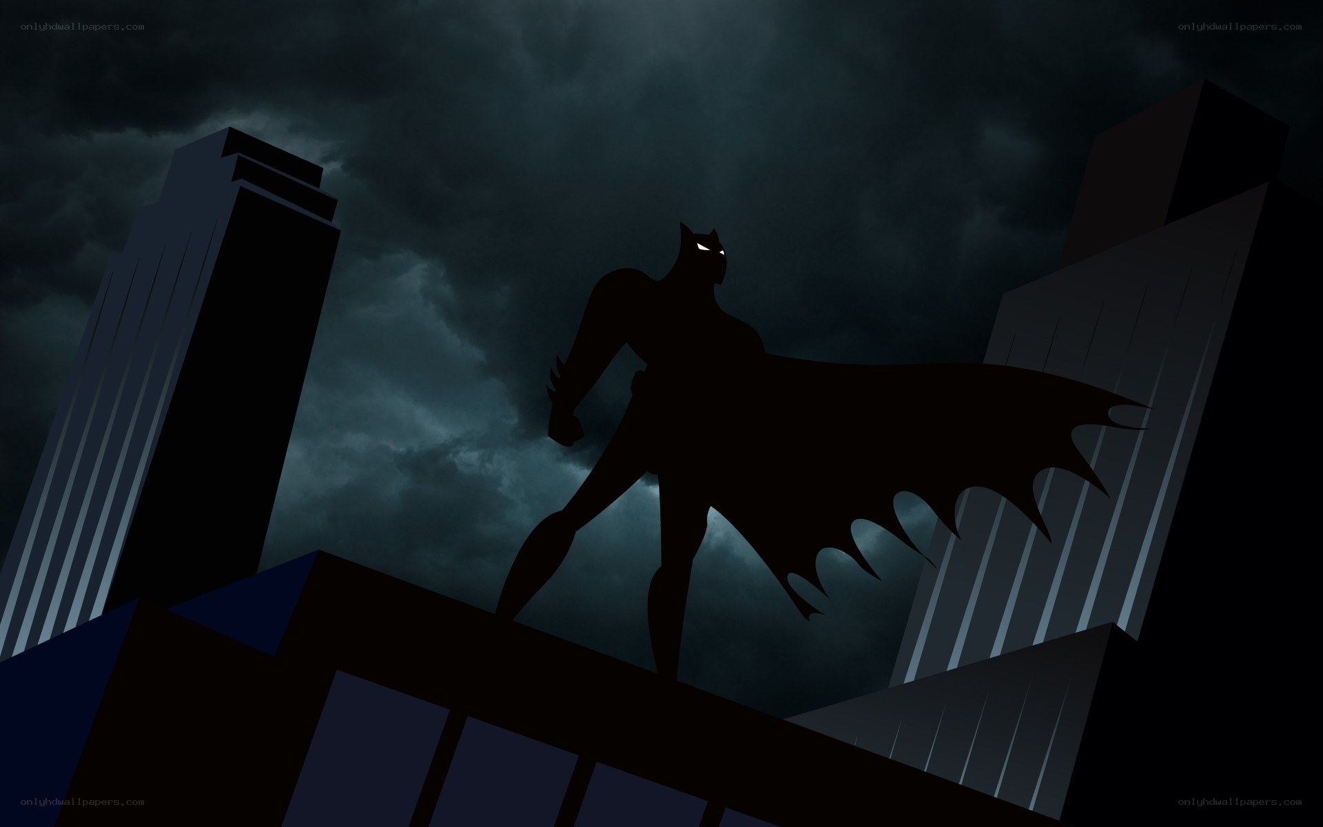Batman on a city rooftop