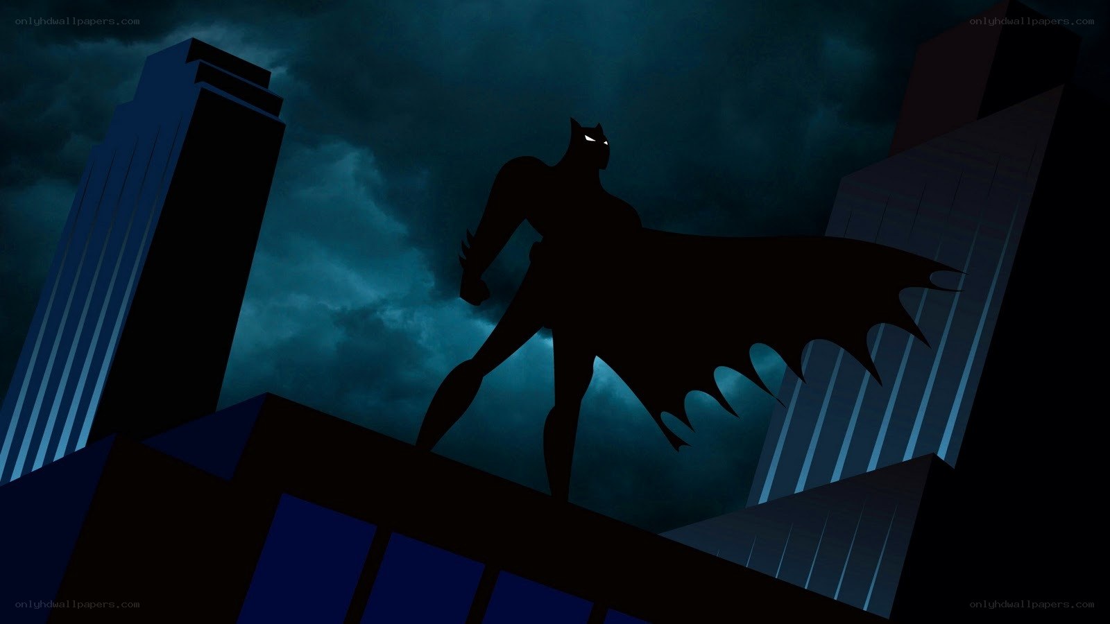 Batman on a city rooftop
