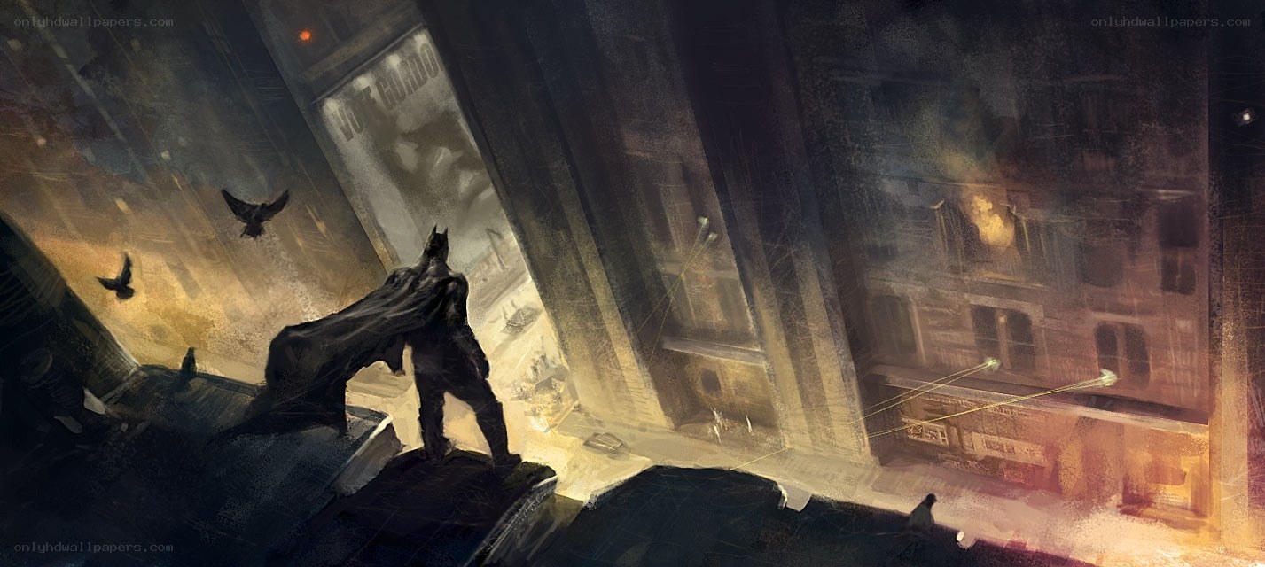Batman on a city rooftop