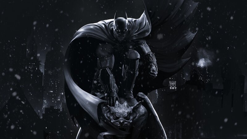 Batman on a gargoyle