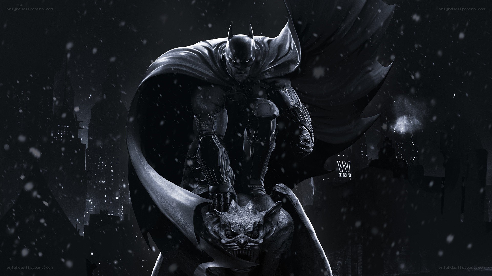 Batman on a gargoyle