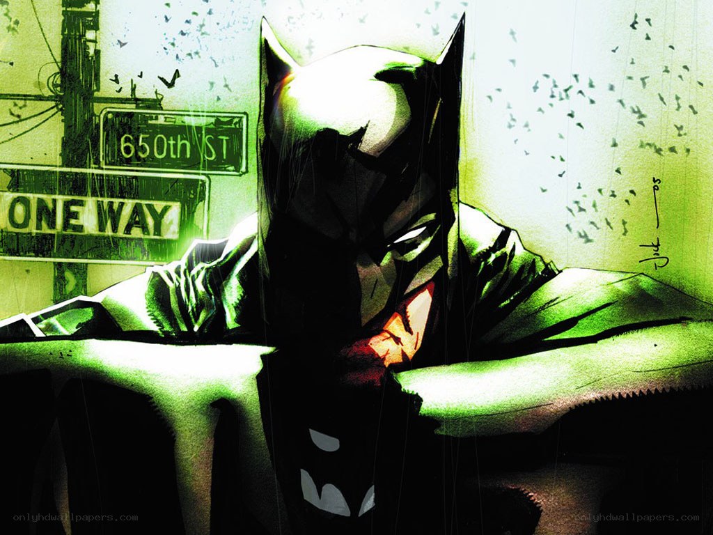 Batman on a rainy street