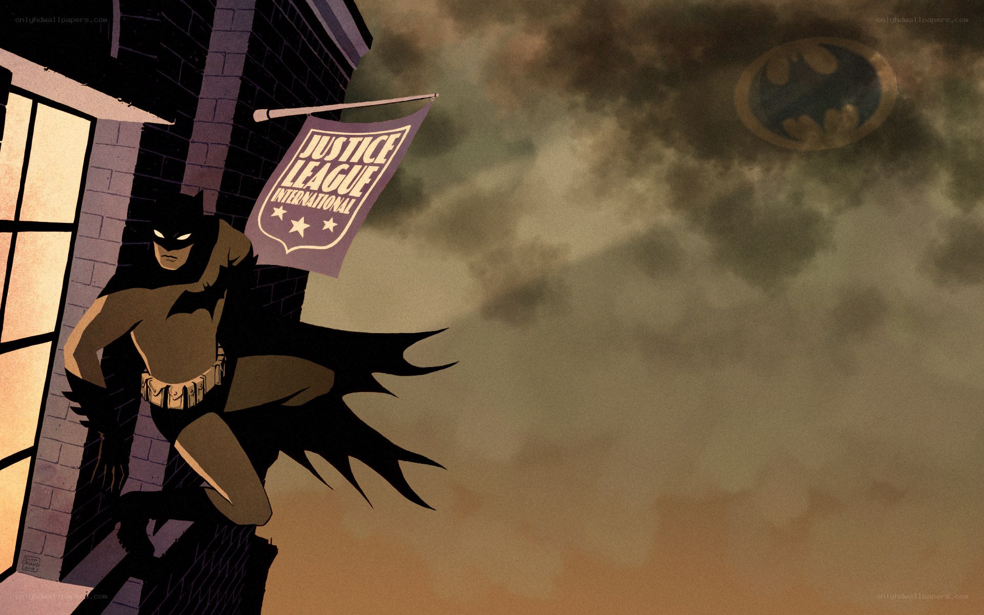 Batman on a rooftop at night
