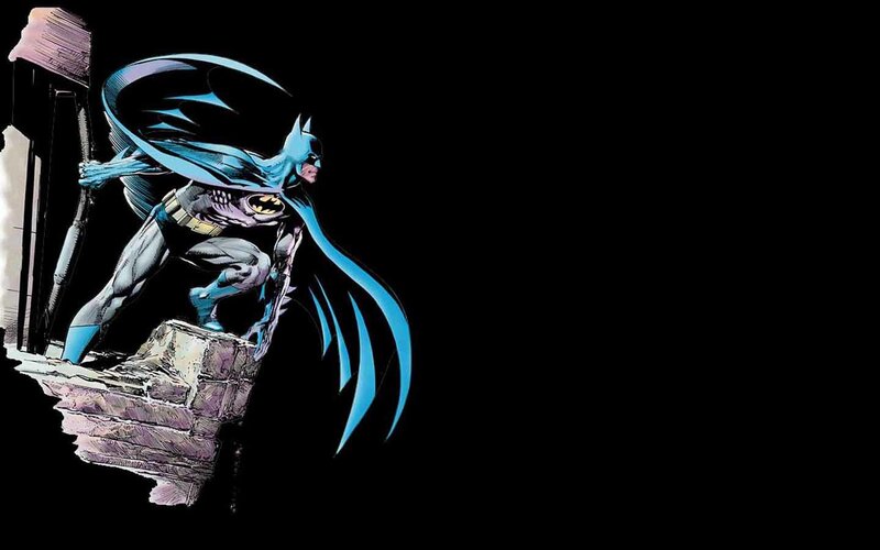 Batman on a Rooftop — Black, Dramatic, Night, Comic, Cape