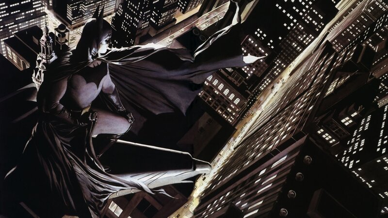 Batman on a Rooftop — Black, Dramatic, Night, Comic, Cityscape