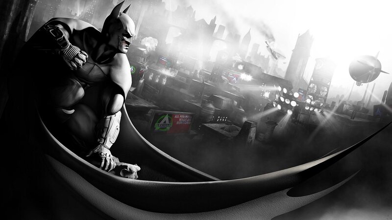 Batman on a Rooftop — Black, Dramatic, Night, Digital Art, City Skyline