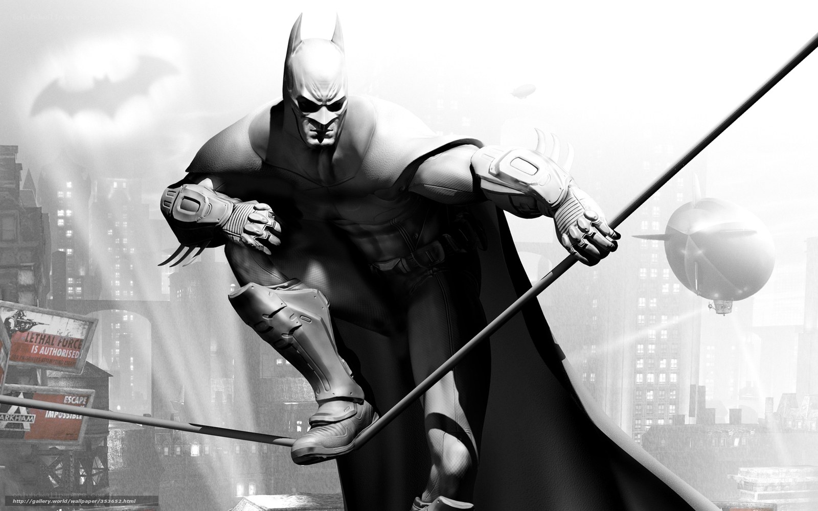 Batman on a wire in Gotham