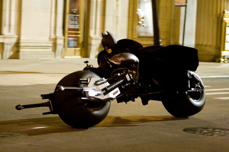 Batman on Batcycle at night