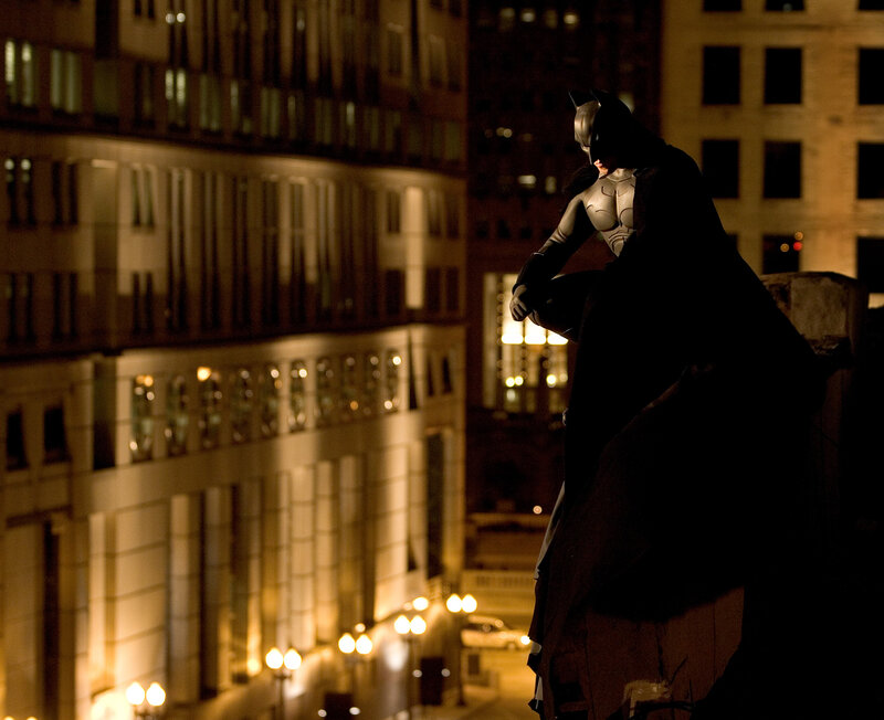 Batman on Building — Black, Dramatic