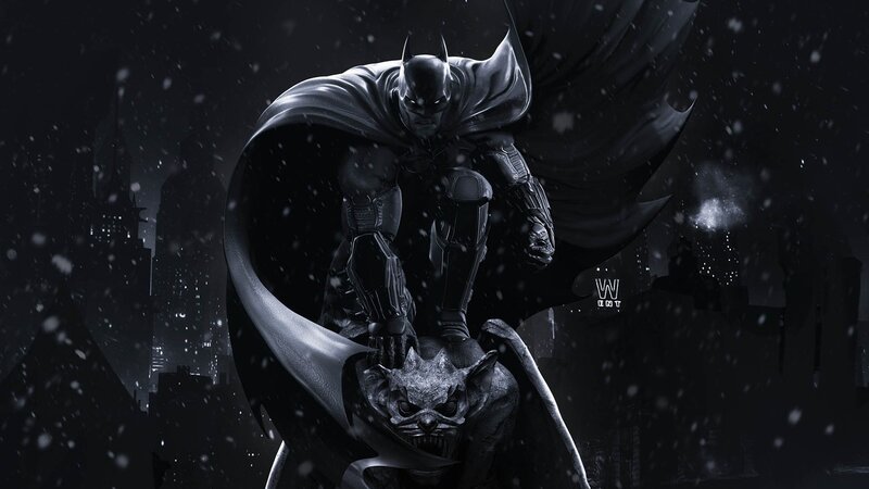 Batman on Gargoyle — Black, Dramatic