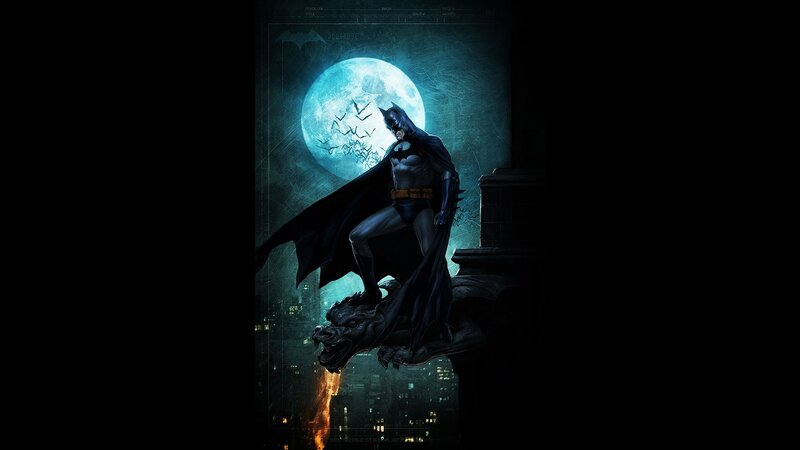 Batman on Gargoyle — Blue, Dramatic