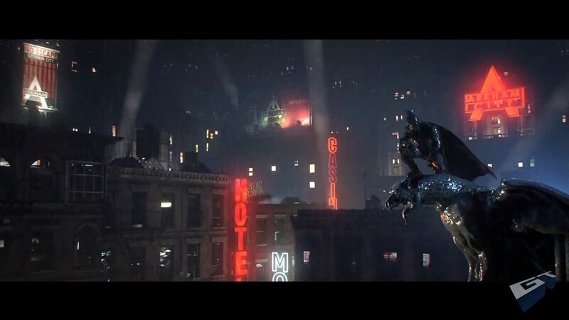 Batman on Gotham City rooftop