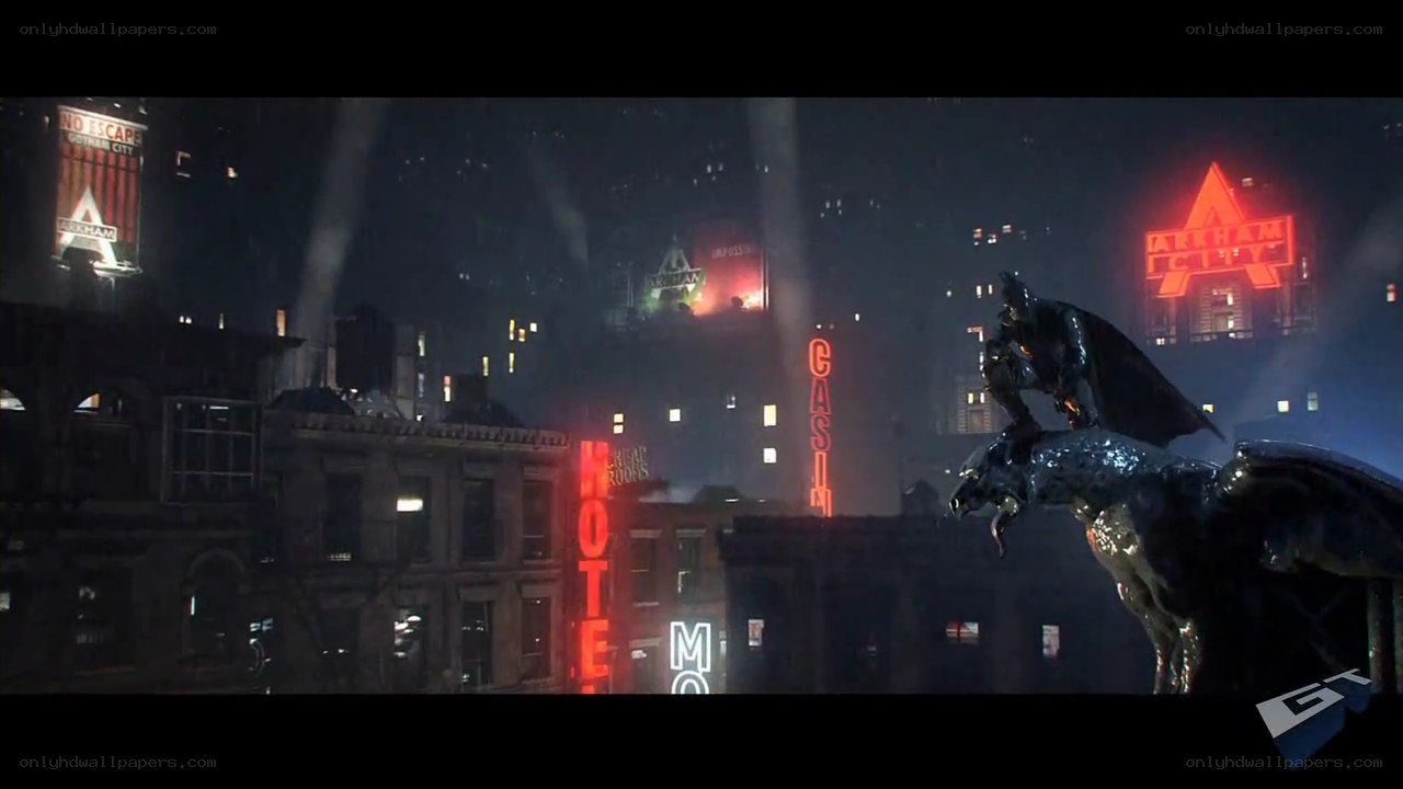 Batman on Gotham City rooftop