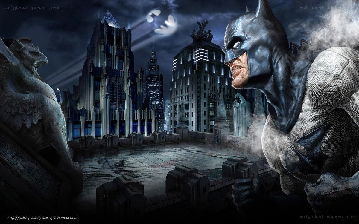 Batman on Gotham rooftop