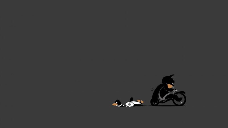 Batman on Motorcycle — Black, Dark, Digital Art
