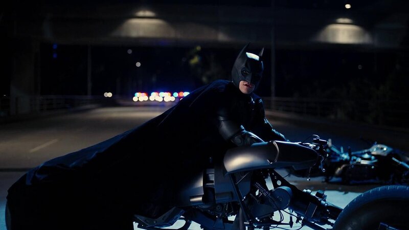Batman on Motorcycle — Black, Dramatic, Night, Photograph, Bridge