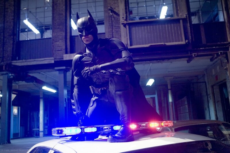 Batman on Police Car — Blue, Dramatic, Night