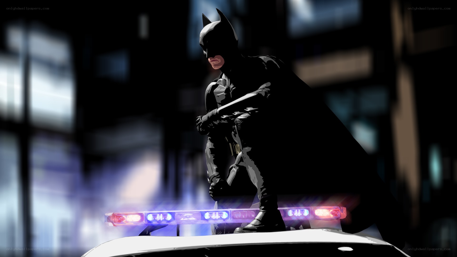 Batman on police car
