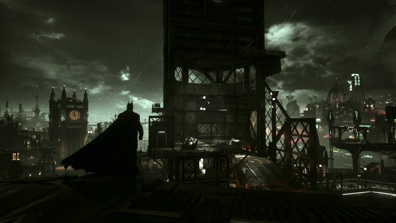 Batman on Rooftop — Black, Dark, Dramatic, Night, 3d Render, City Skyline