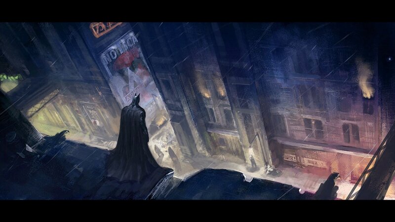 Batman on Rooftop — Black, Dark, Dramatic