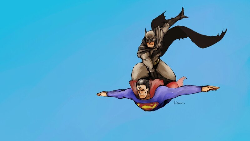 Batman on Superman's Back — Blue