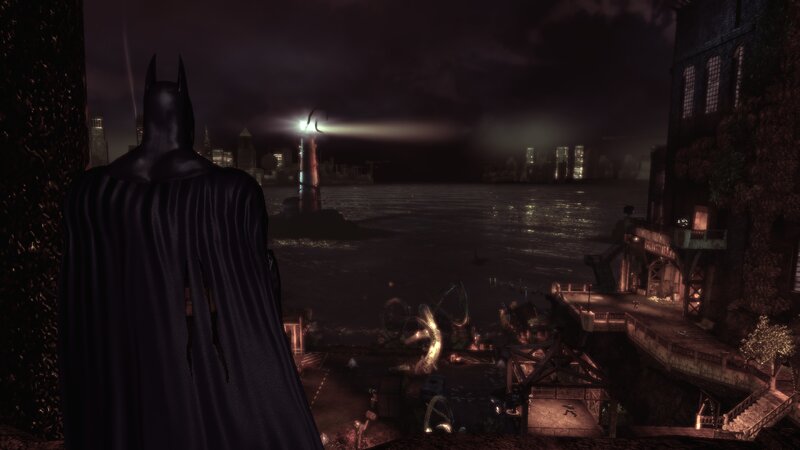 Batman Overlooking City — Black, Dramatic, Night, 3d Render