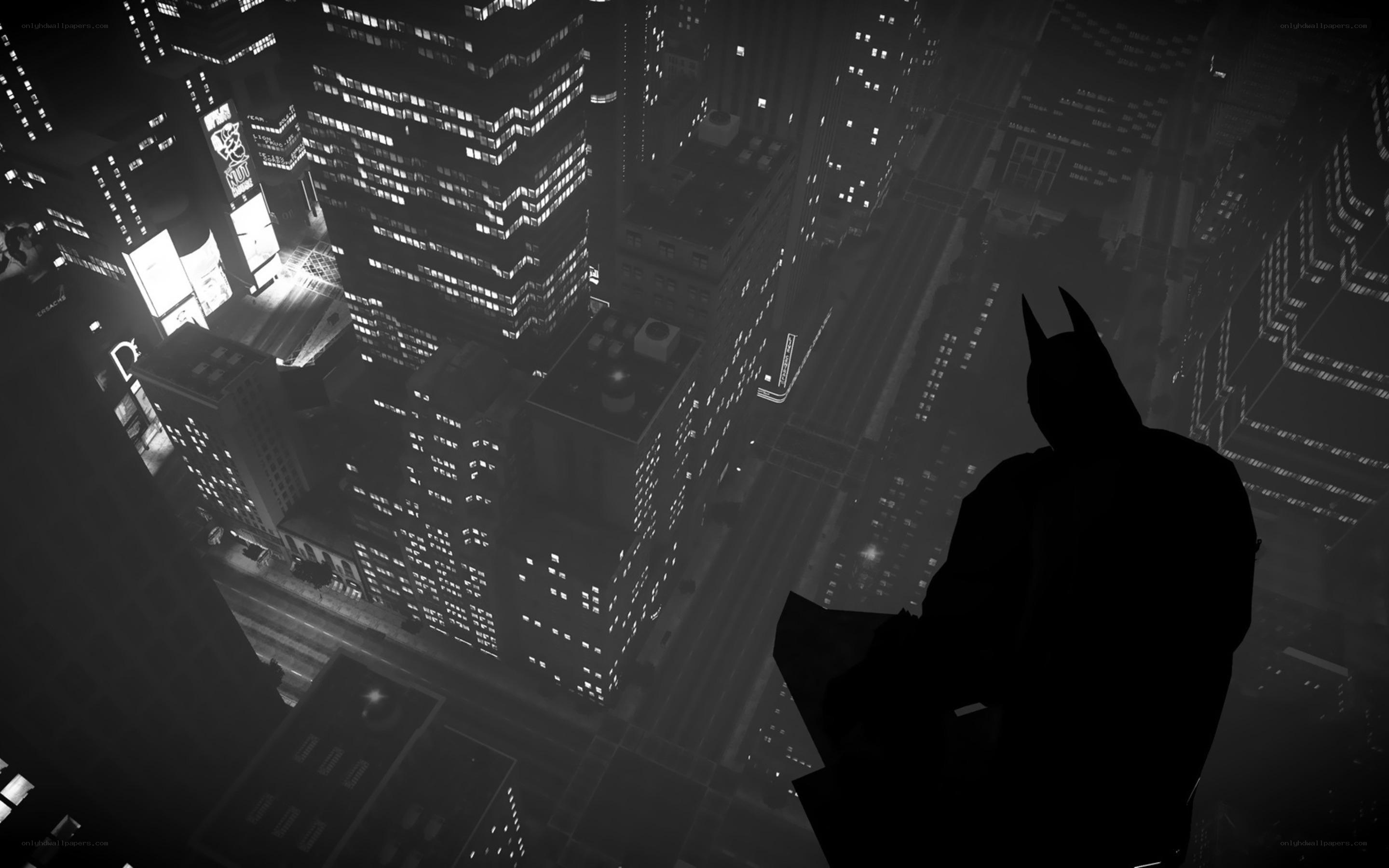 Batman overlooking Gotham City