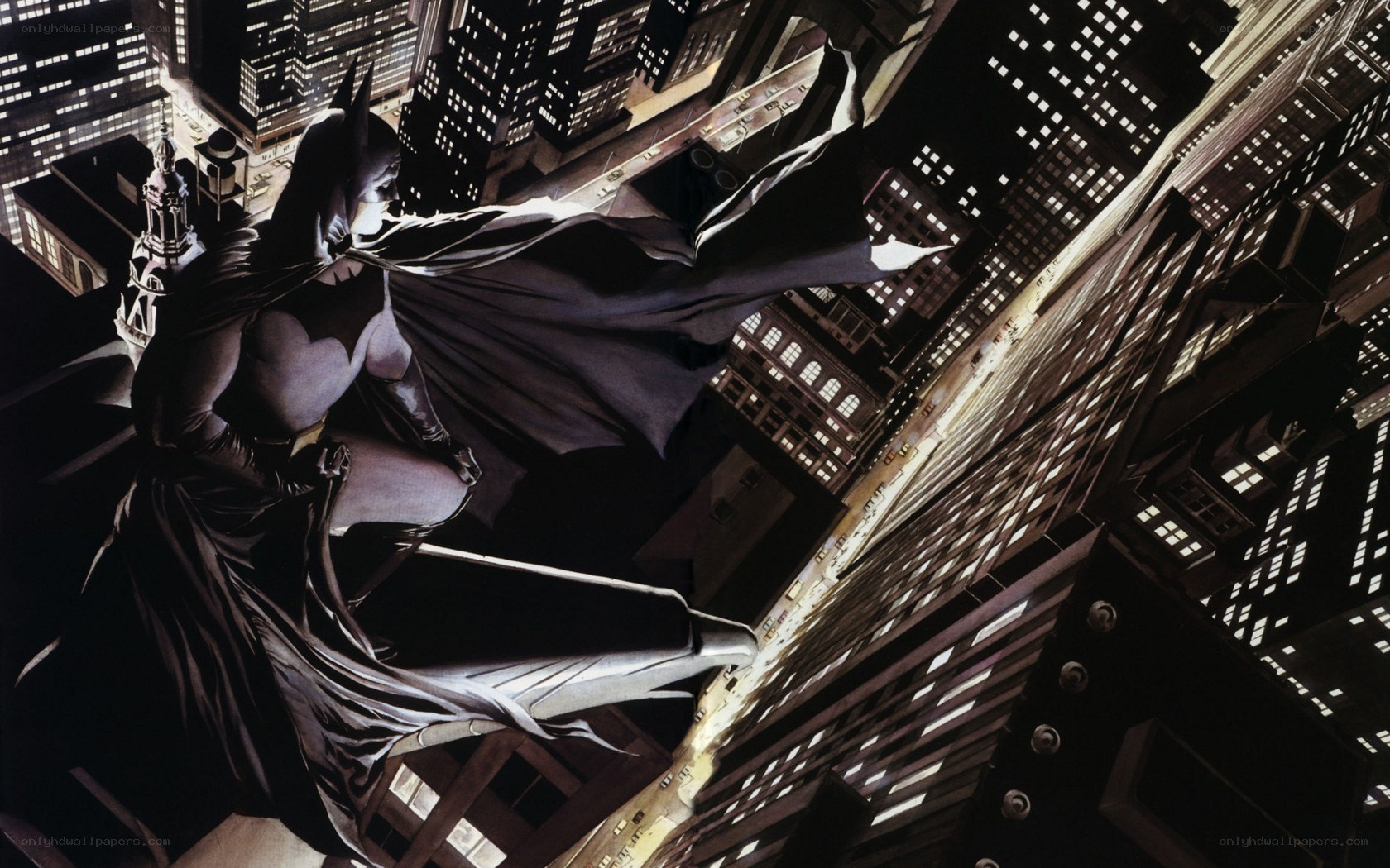 Batman overlooking Gotham City