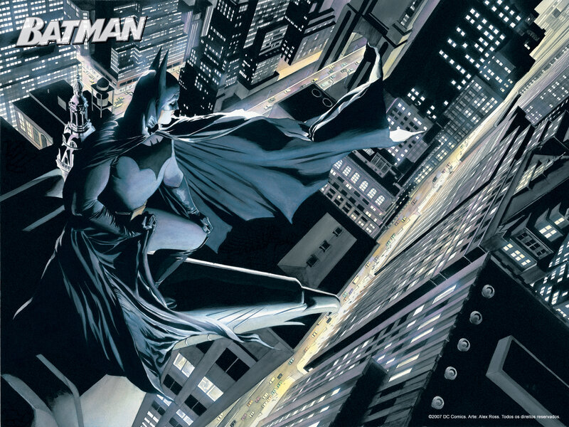 Batman overlooking Gotham City
