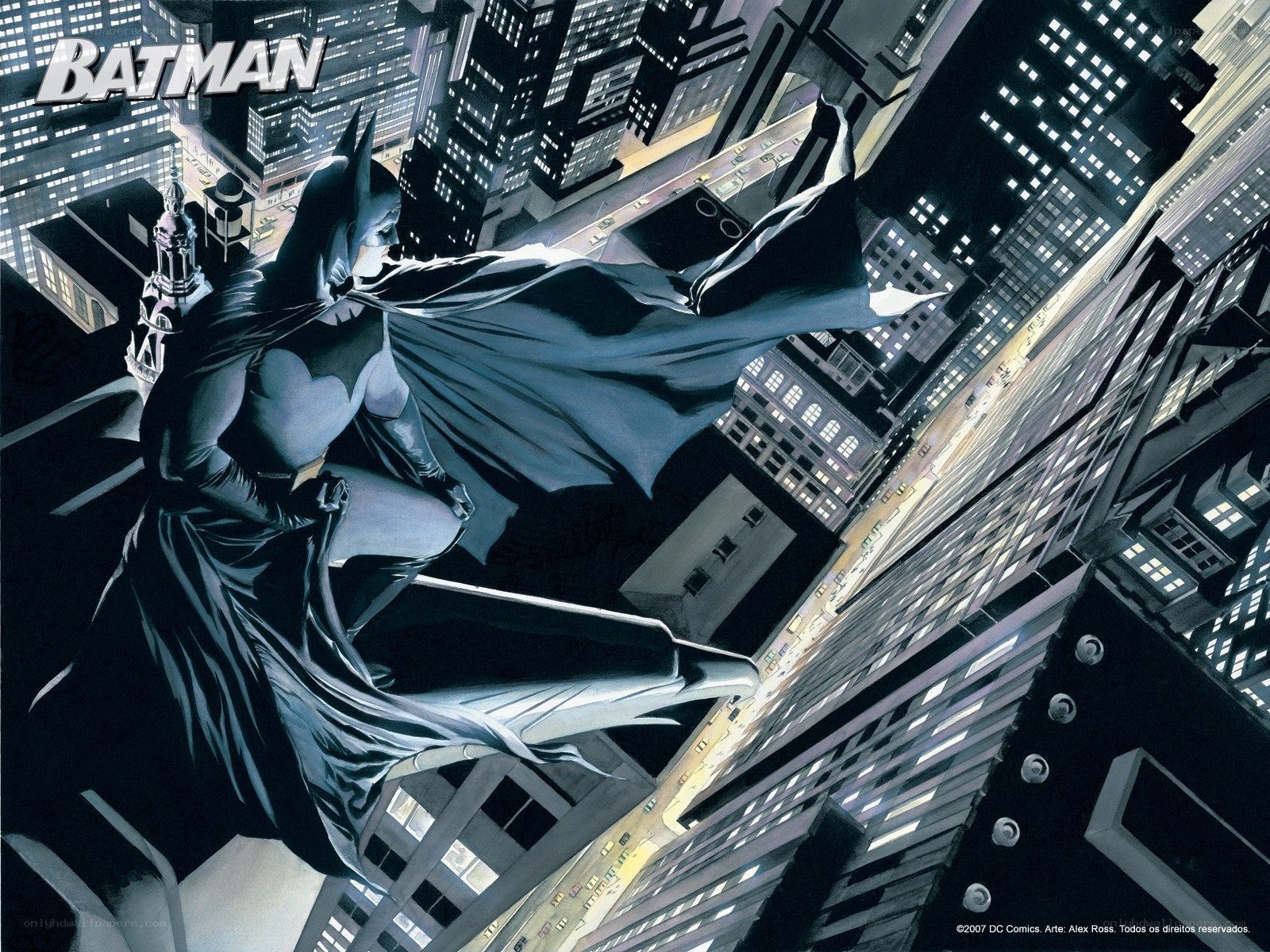 Batman overlooking Gotham City