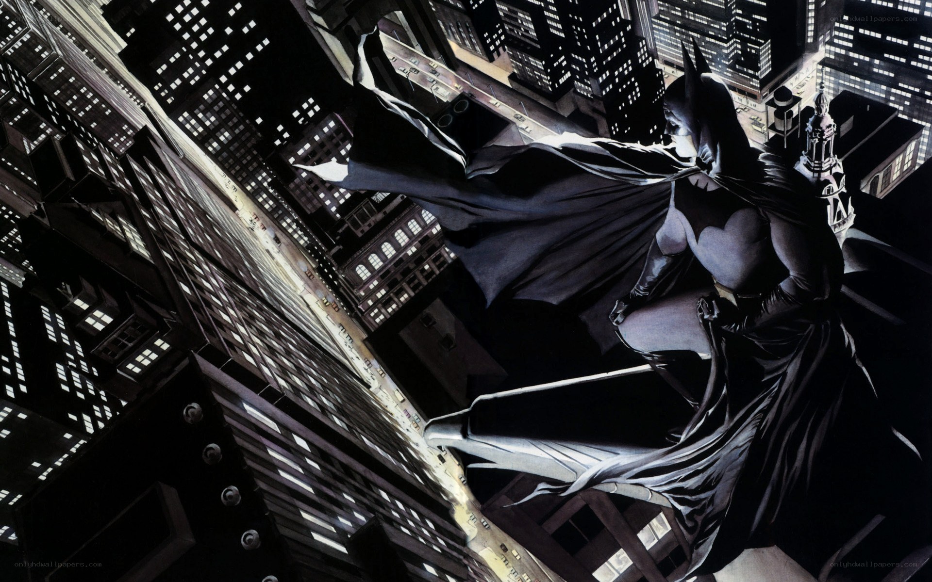 Batman overlooking Gotham City