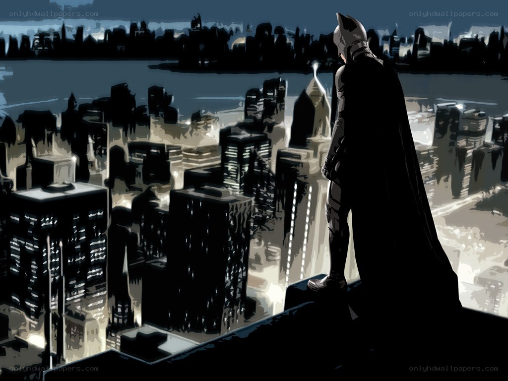 Batman overlooking Gotham City