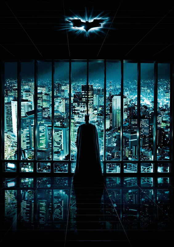 Batman overlooking Gotham City
