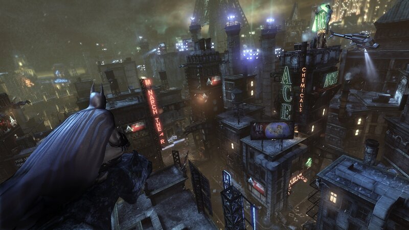Batman overlooking Gotham City