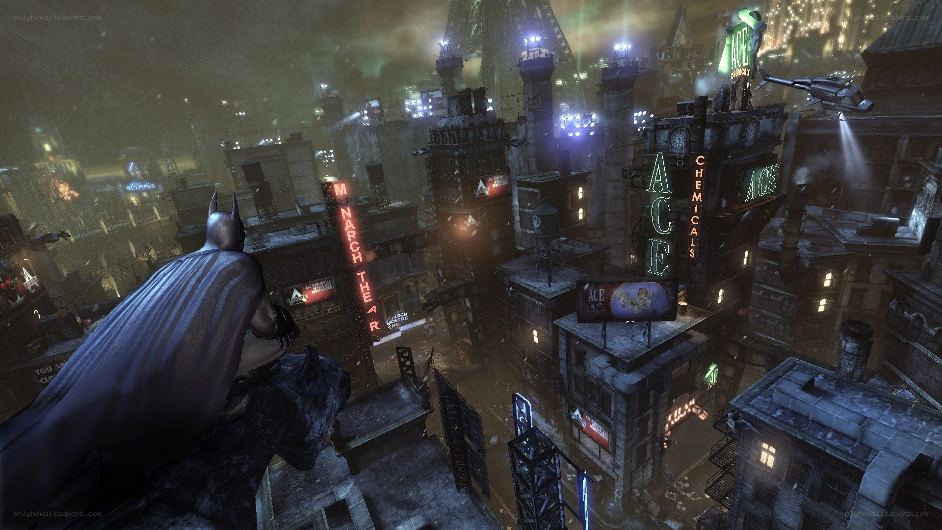 Batman overlooking Gotham City