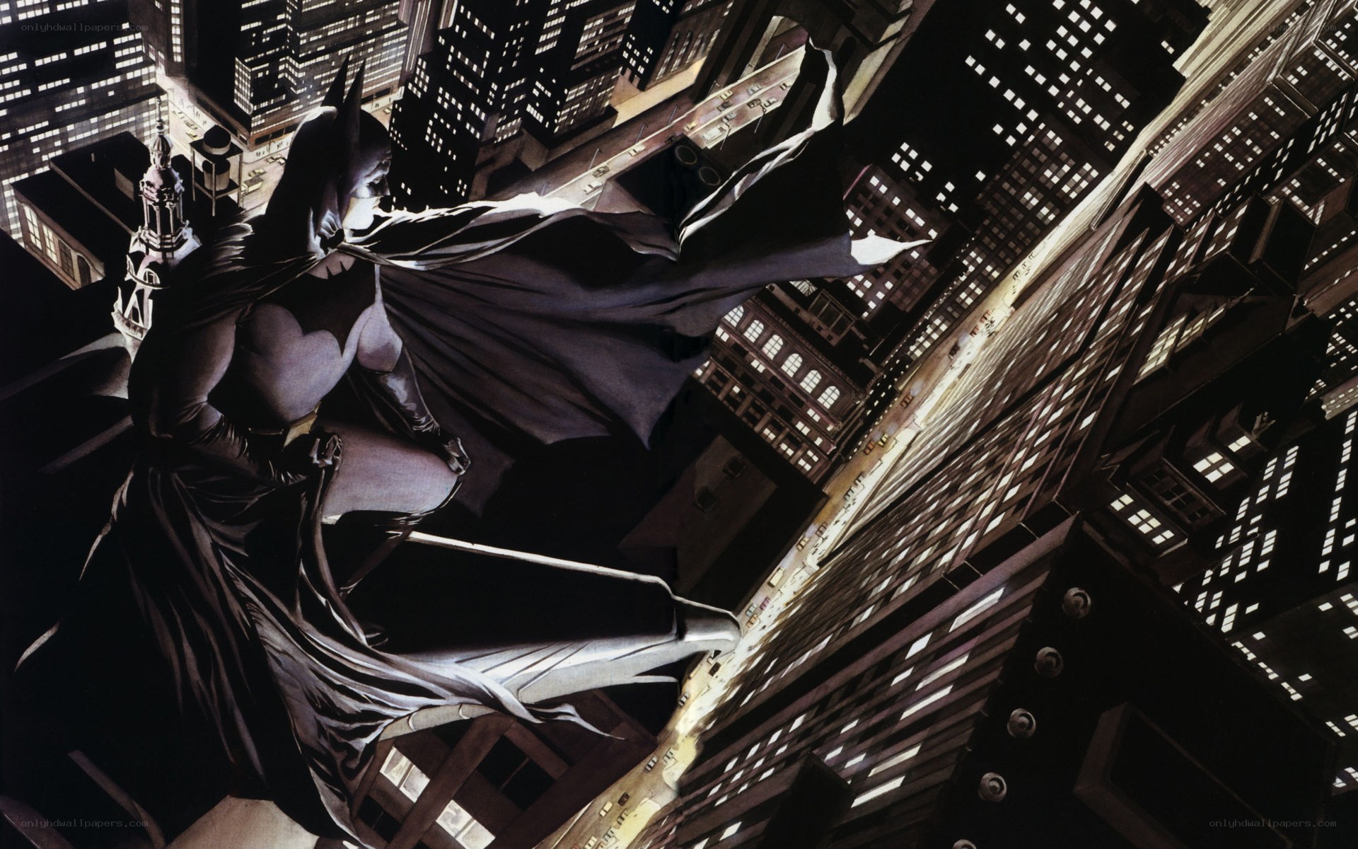 Batman overlooking Gotham City
