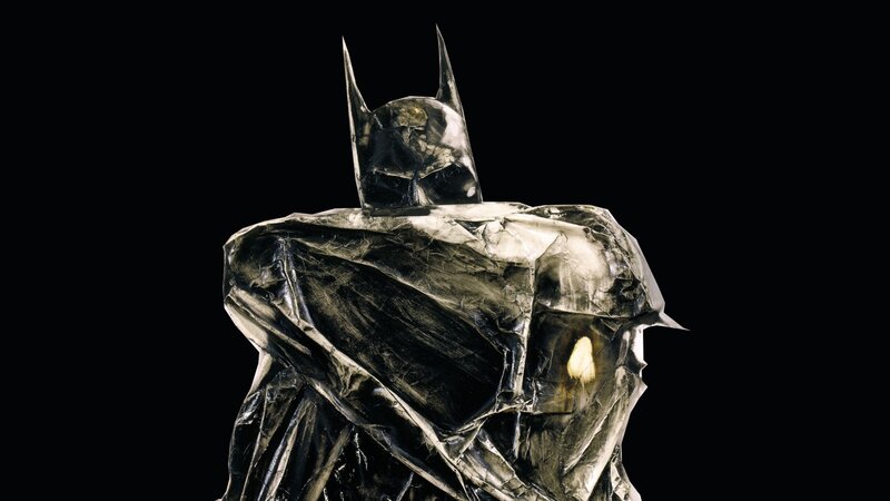 Batman sculpture in metallic form