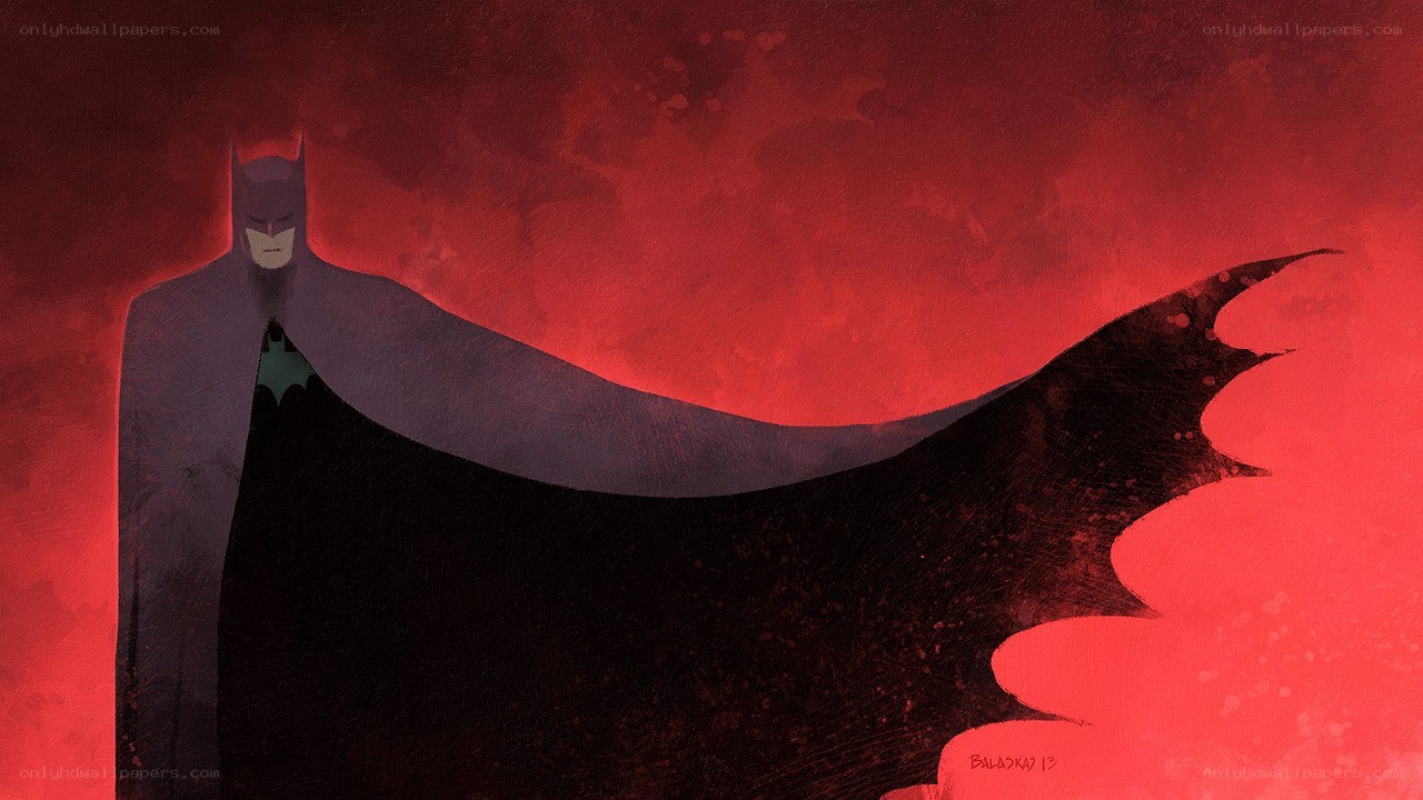 Batman silhouette against red sky