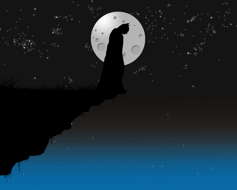 Batman silhouette at night