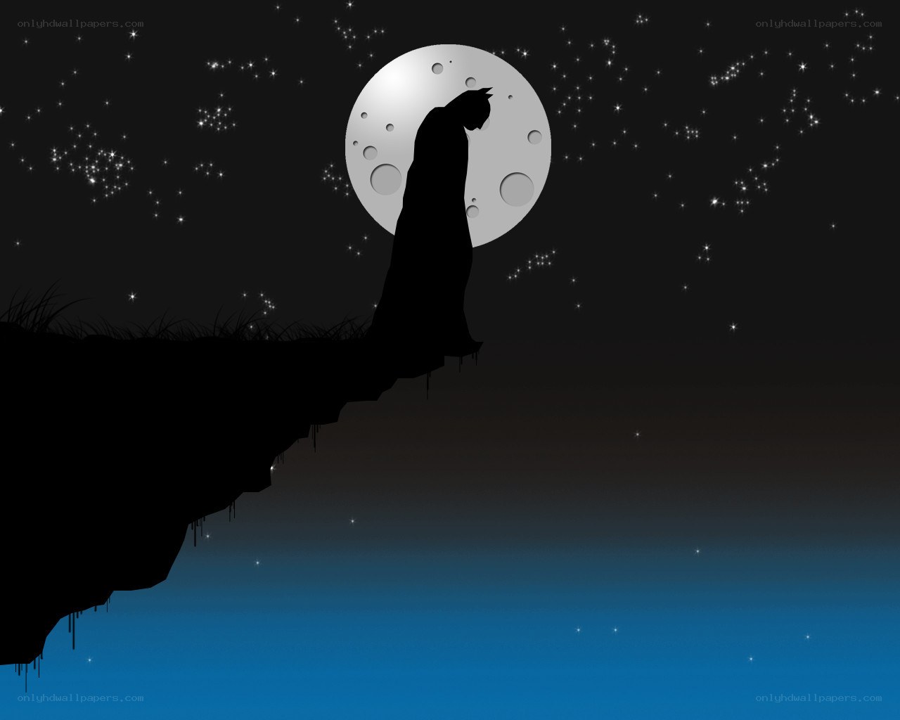 Batman silhouette at night