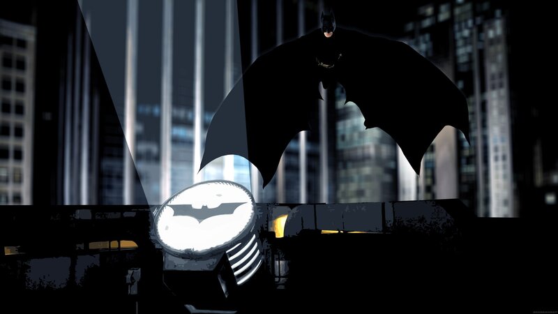 Batman silhouette at night