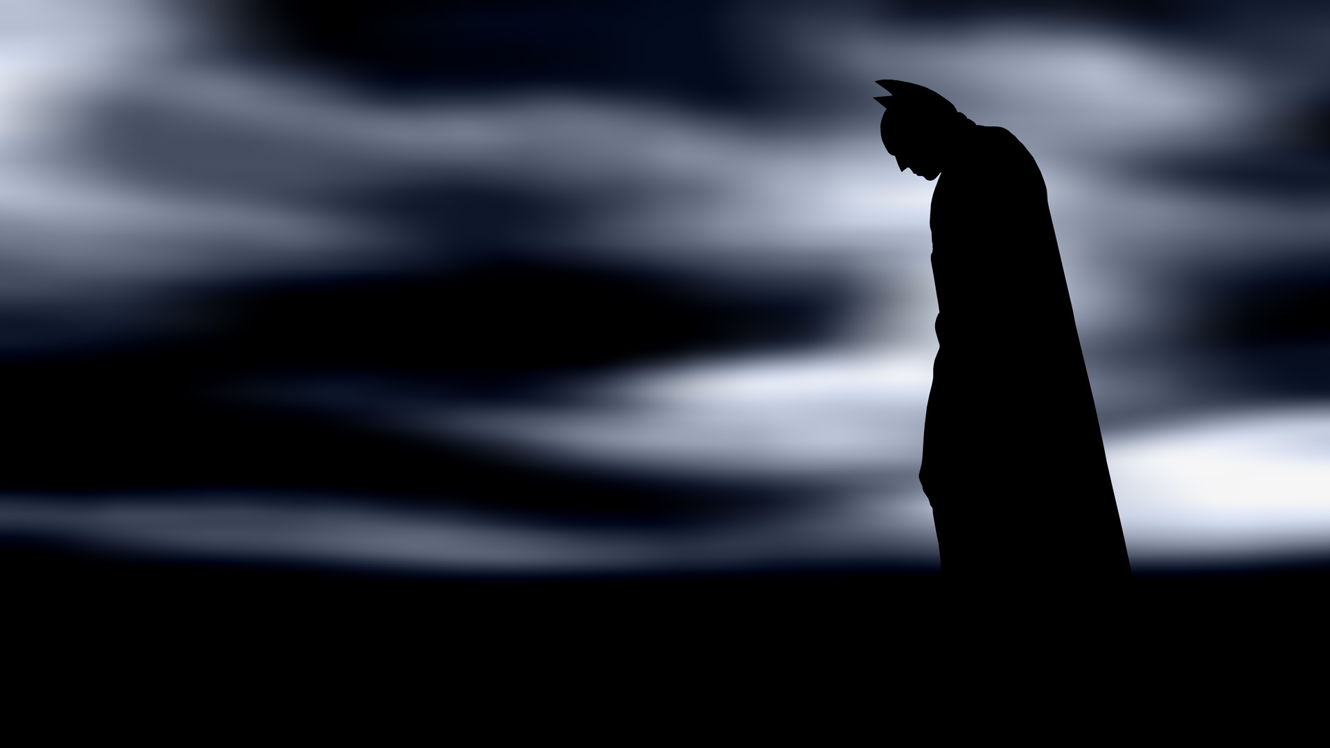 Batman silhouette at night