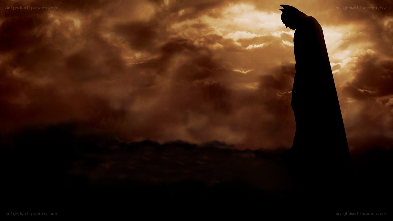 Batman silhouette at sunset
