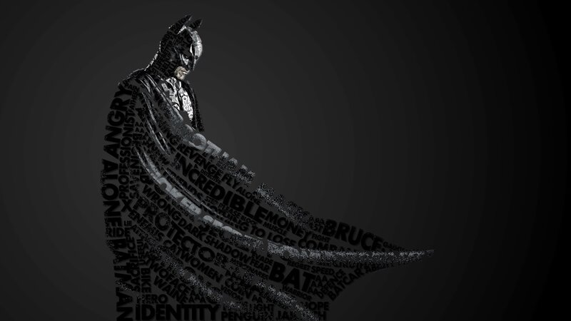 Batman Silhouette — Black, Dramatic, Digital Art, Text Art