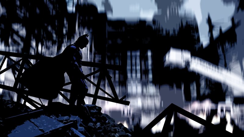 Batman Silhouette — Black, Dramatic, Night, Digital Art, Bridge