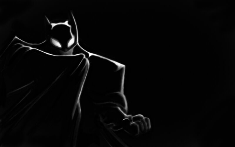 Batman Silhouette — Black, Dramatic, Night, Digital Art, Cape